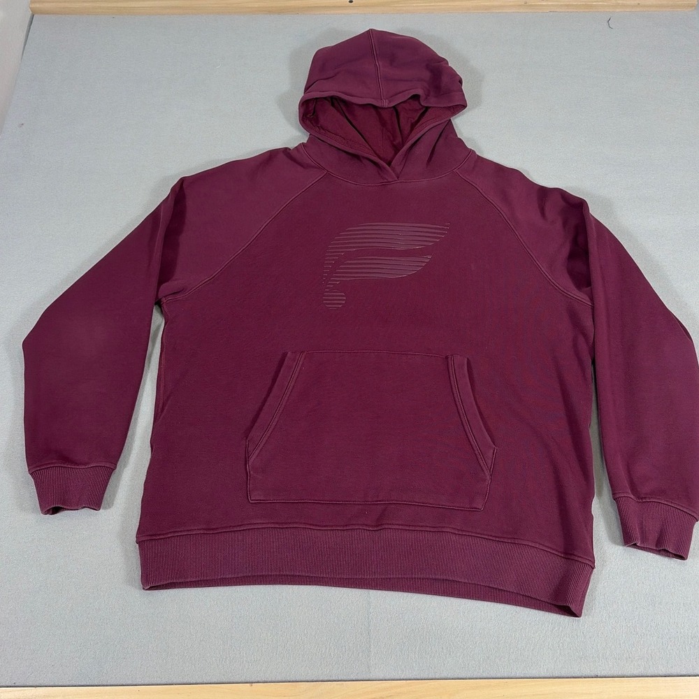 Fabletics Womens XL Burgundy Fleece Raglan Hoodie NWOT Tonal Logo Sweatshirt